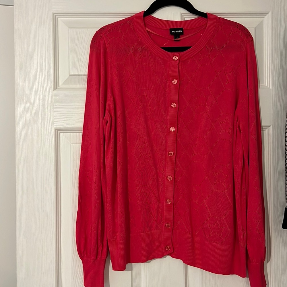 Torrid hot pink button up cardigan sweater size 1 NWT